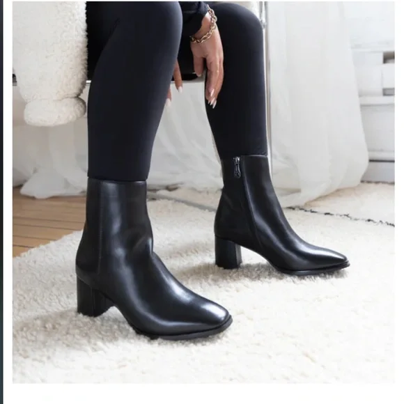 Jolene Black Leather Bootie - Picture 3 of 8